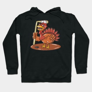 Turkey With Ice Hockey For Thanksgiving Hoodie